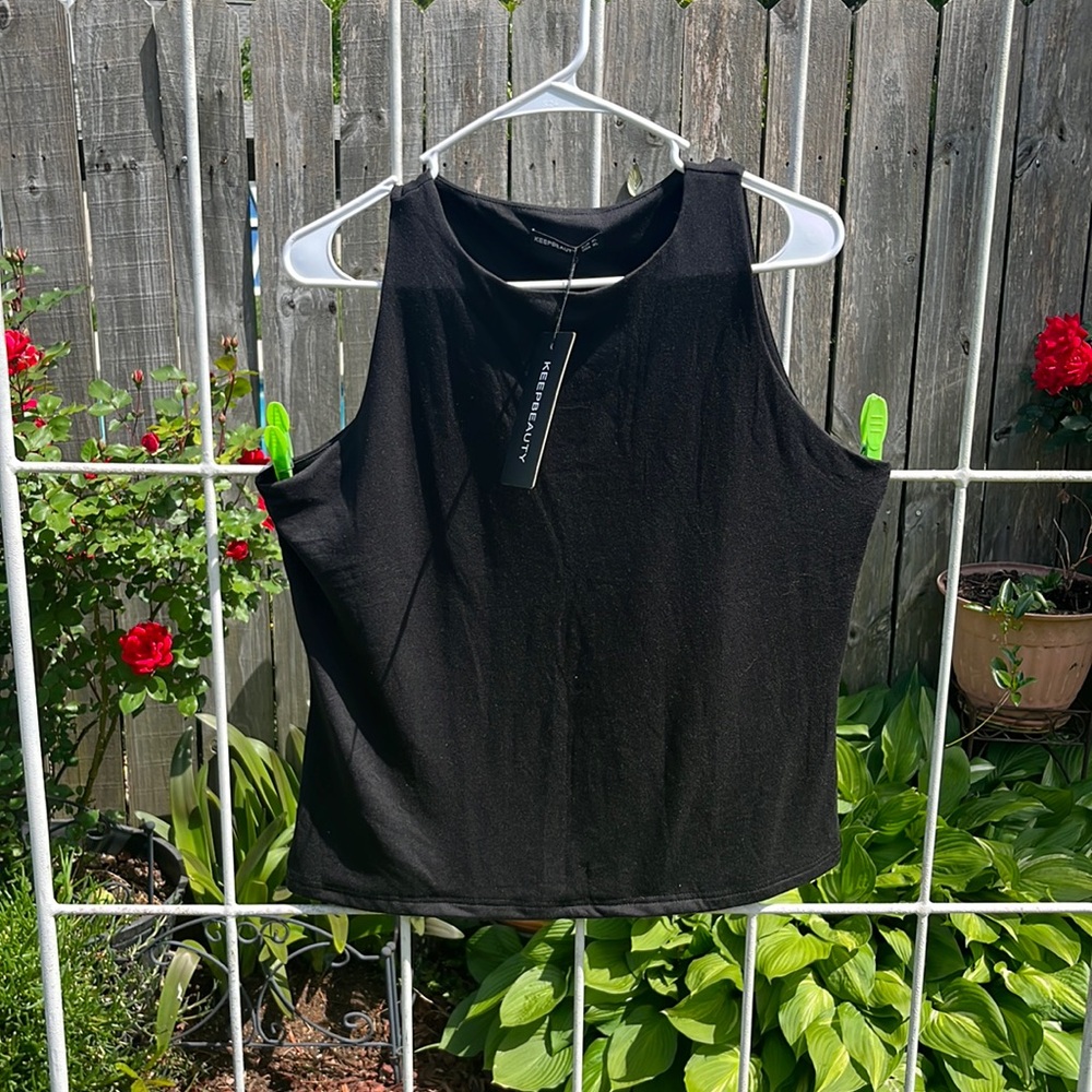 NWT Keepbeauty women’s tank top, high neck fitted, racer back, size XL